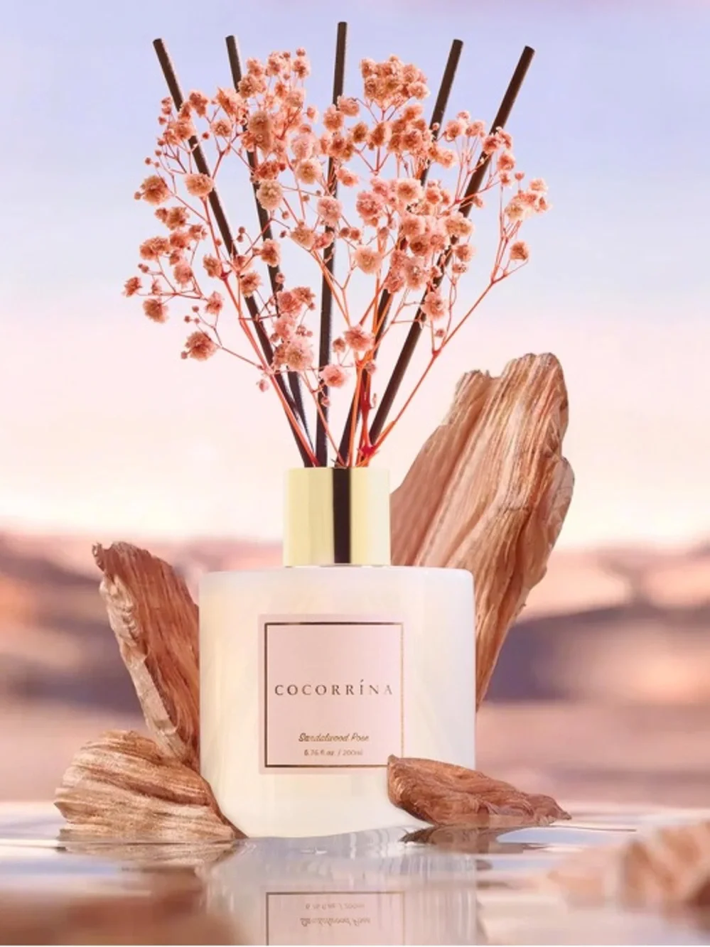 Cocorrina ~ Sandalwood Rose Reed Diffuser - Fresh All Day Scents for Your Space